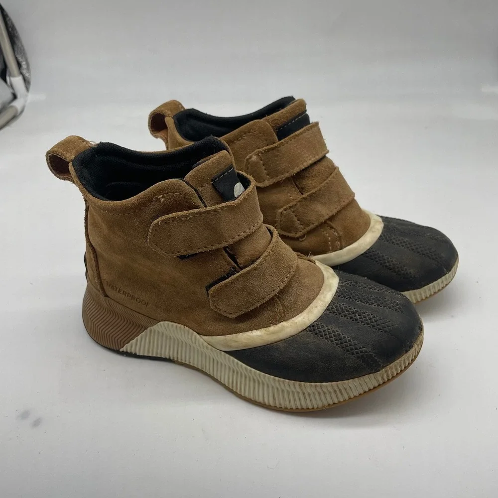 Sorel Kids Out N About Classic Waterproof Suede Duck Boots Tan Toddler Size 13